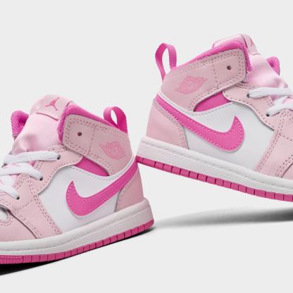 Kids' Toddler Air Jordan Retro 1 Mid Casual Shoes - Pink Foam/China Rose/White/Pink Foam - view 3