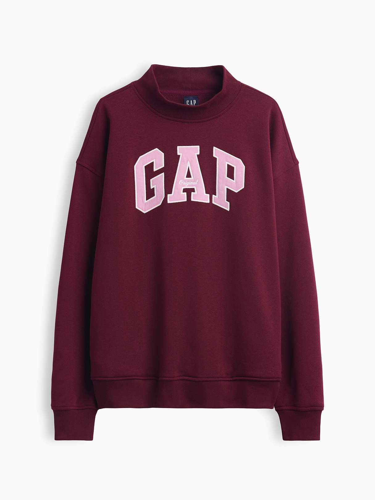 VintageSoft Oversized Mockneck Logo Sweatshirt - Purple burgundy
