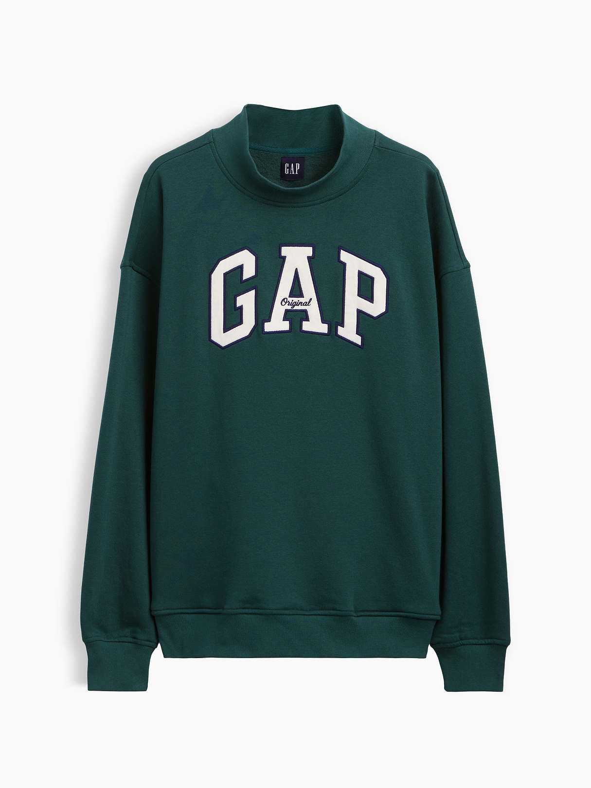 VintageSoft Oversized Mockneck Logo Sweatshirt - Dark green