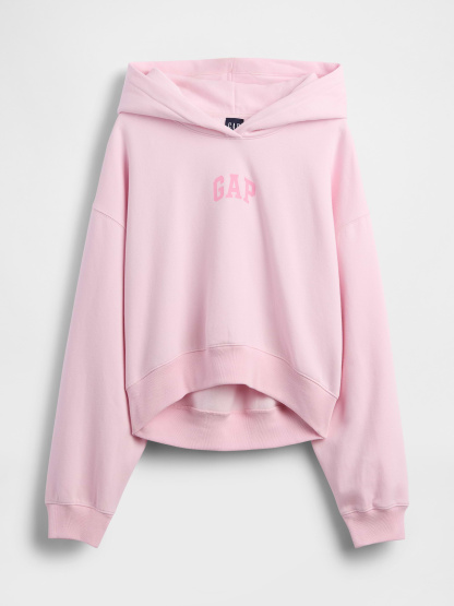 VintageSoft Crop Logo Hoodie - Primrose pink