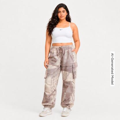 Women's Nithtke Sportswear Dysto Mid-Rise Oversized Cargo Pants - Mink/Sail