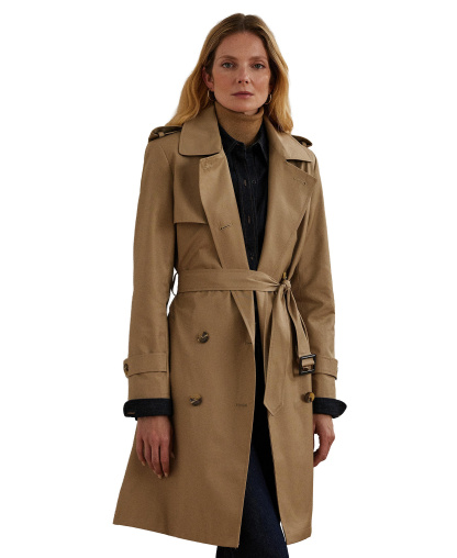 Lauren Ralph Lauren Petite Water-Resistant Double-Breasted Trench Coat, Created for Macy's - Sand