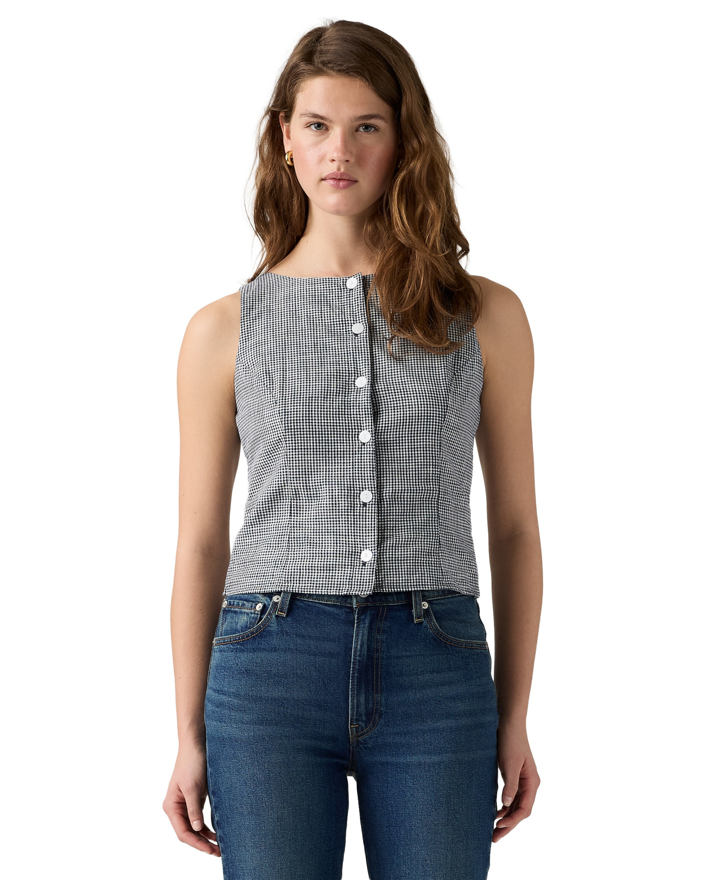 Levi's Women's Pippa Sleeveless Top - Ceicil Even Micro Check Peacoat