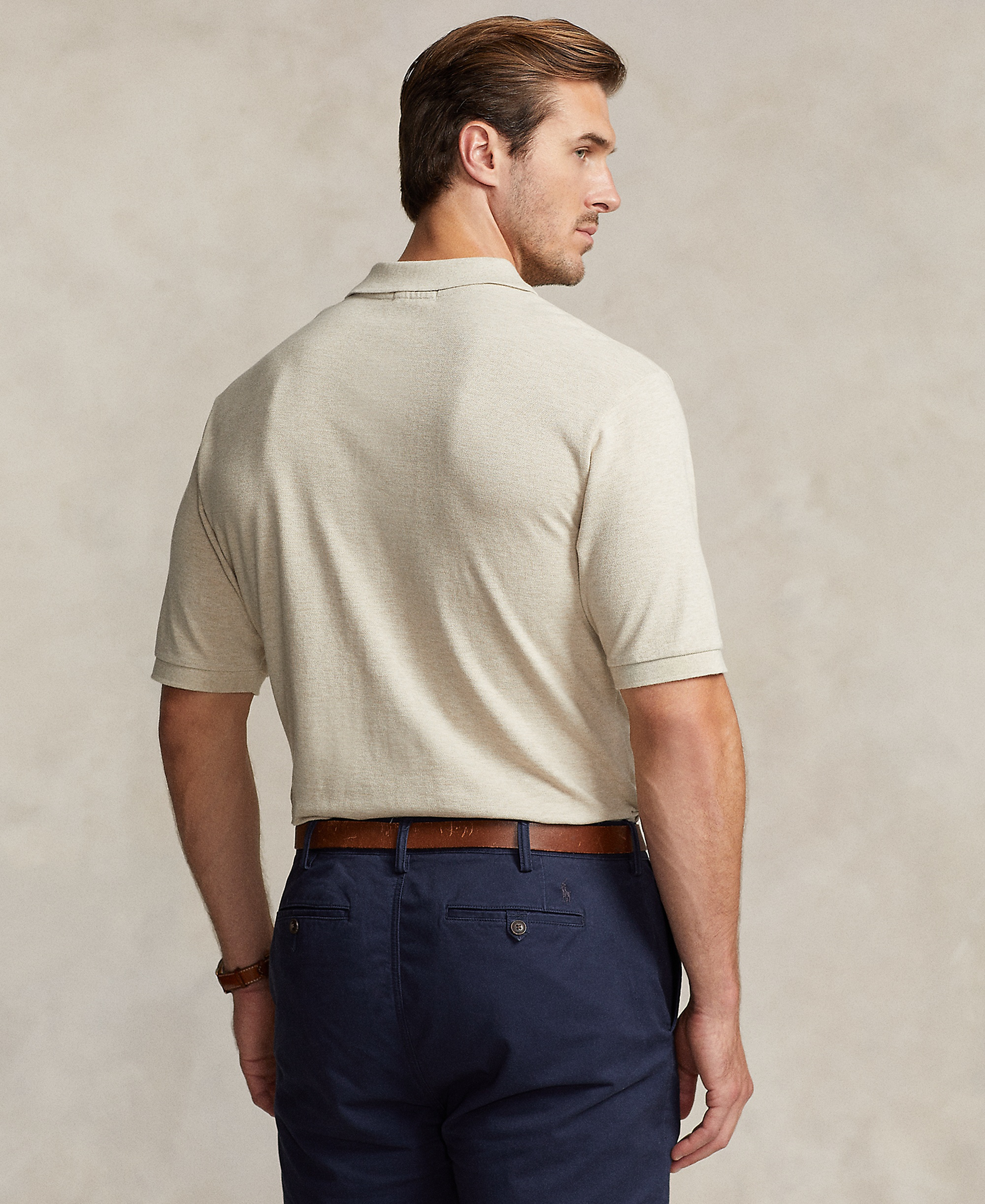 Polo Ralph Lauren Men's Big & Tall The Iconic Mesh Polo Shirt - Expedition Dune Heather
