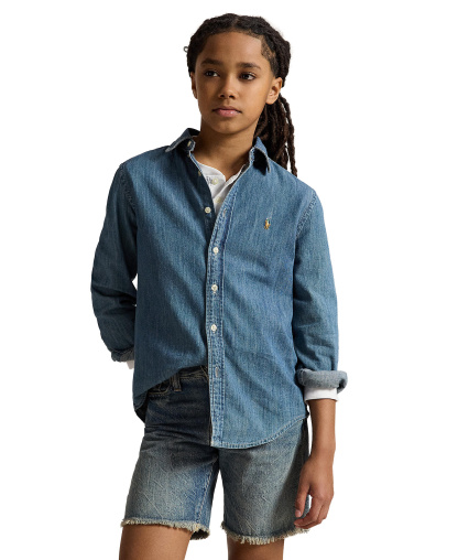 Polo Ralph Lauren Big Boys Cotton Chambray Sport Shirt - Dark Blue