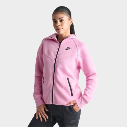 Women's Nithtke Sportswear Tech Fleece Windrunner Full-Zip Hoodie - Pink Rise/Black