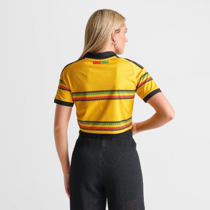Women's adidas Originals Jamaica 26 x Bob Marley Home Cropped Jersey - Bold Gold