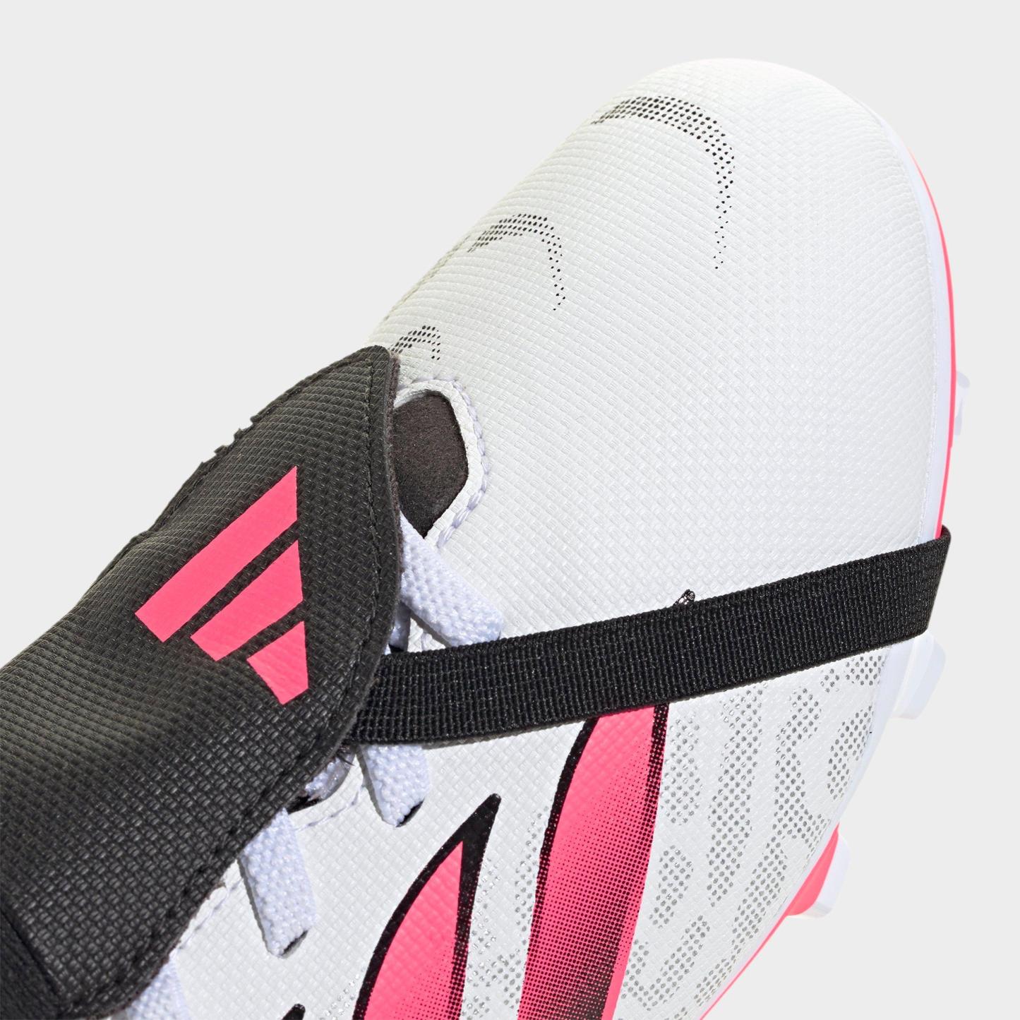 Big Kids' adidas Predator Club Fold Over Tongue Firm Ground and Multi Ground Soccer Cleats - White/Solar Turbo/Black (IH2097-100) - Detail shot