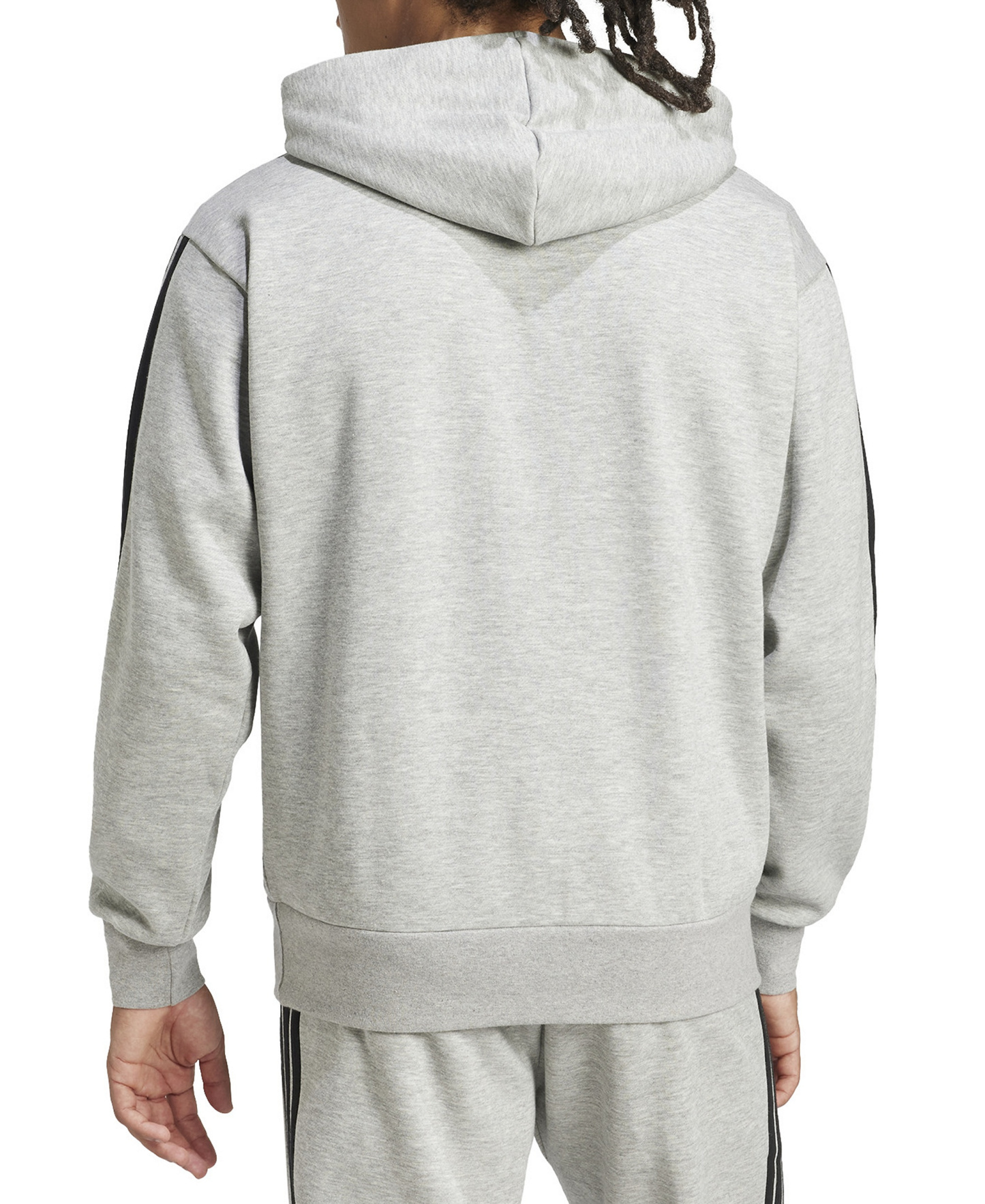 adidas Men's Essential Three-Stripes Fleece Hoodie - Gray/Black