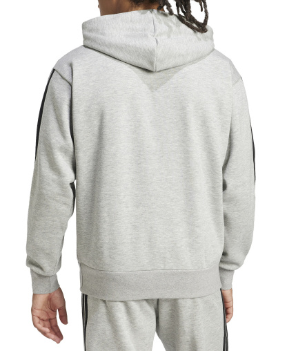 adidas Men's Essential Three-Stripes Fleece Hoodie - Gray/Black