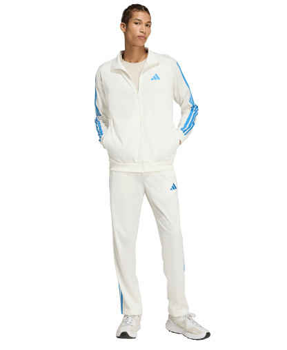 adidas Men's 3-Stripes Tricot Track Jacket - Off White/Ray Blue