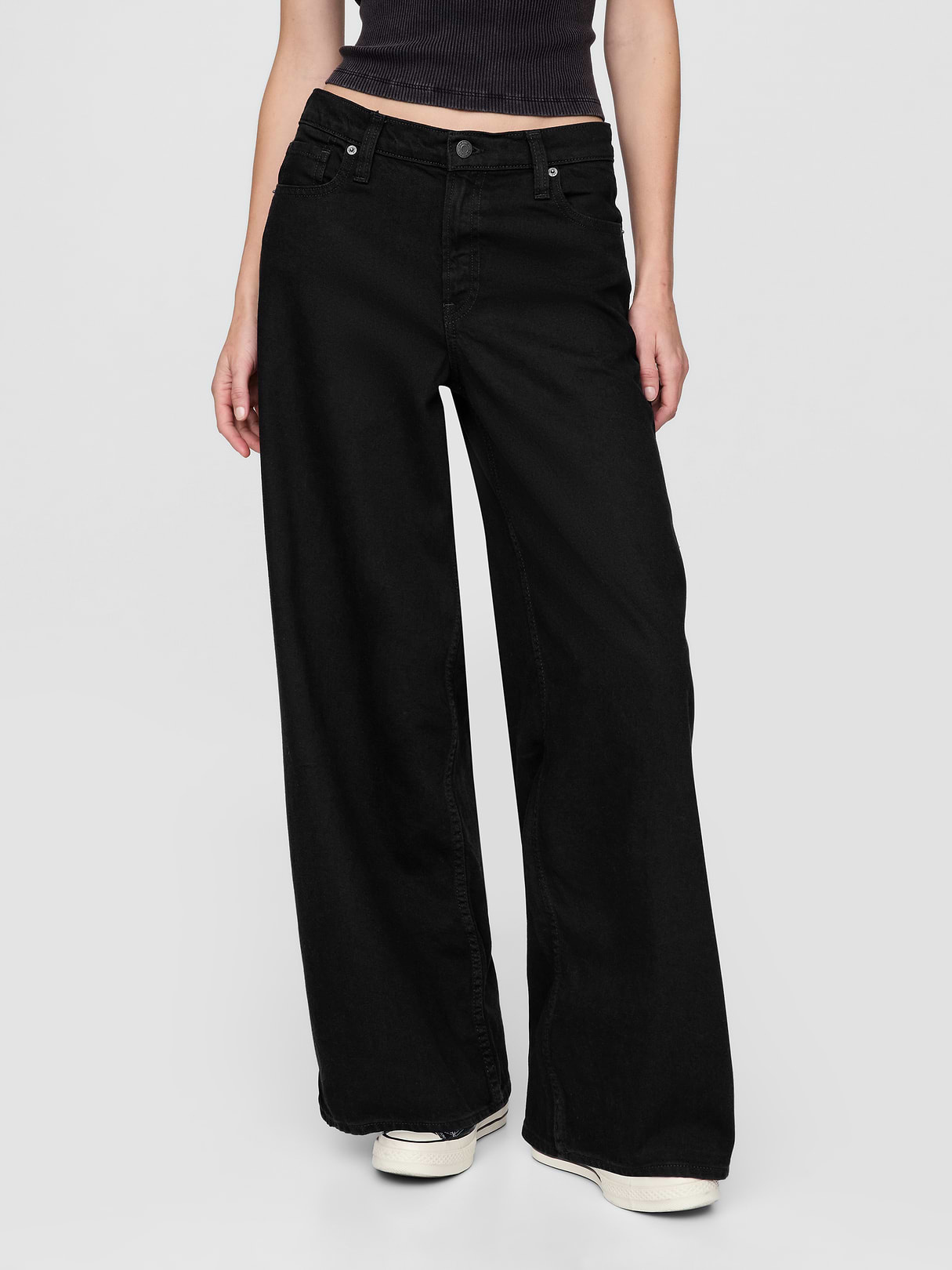 Mid Rise UltraSoft Baggy Jeans - Black wash