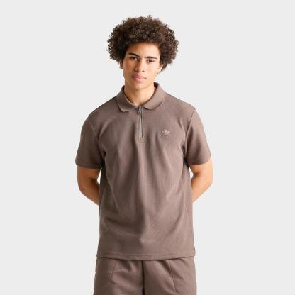 Men's adidas Originals Trefoil Essentials Waffle Polo Shirt - Earth Strata - view 1