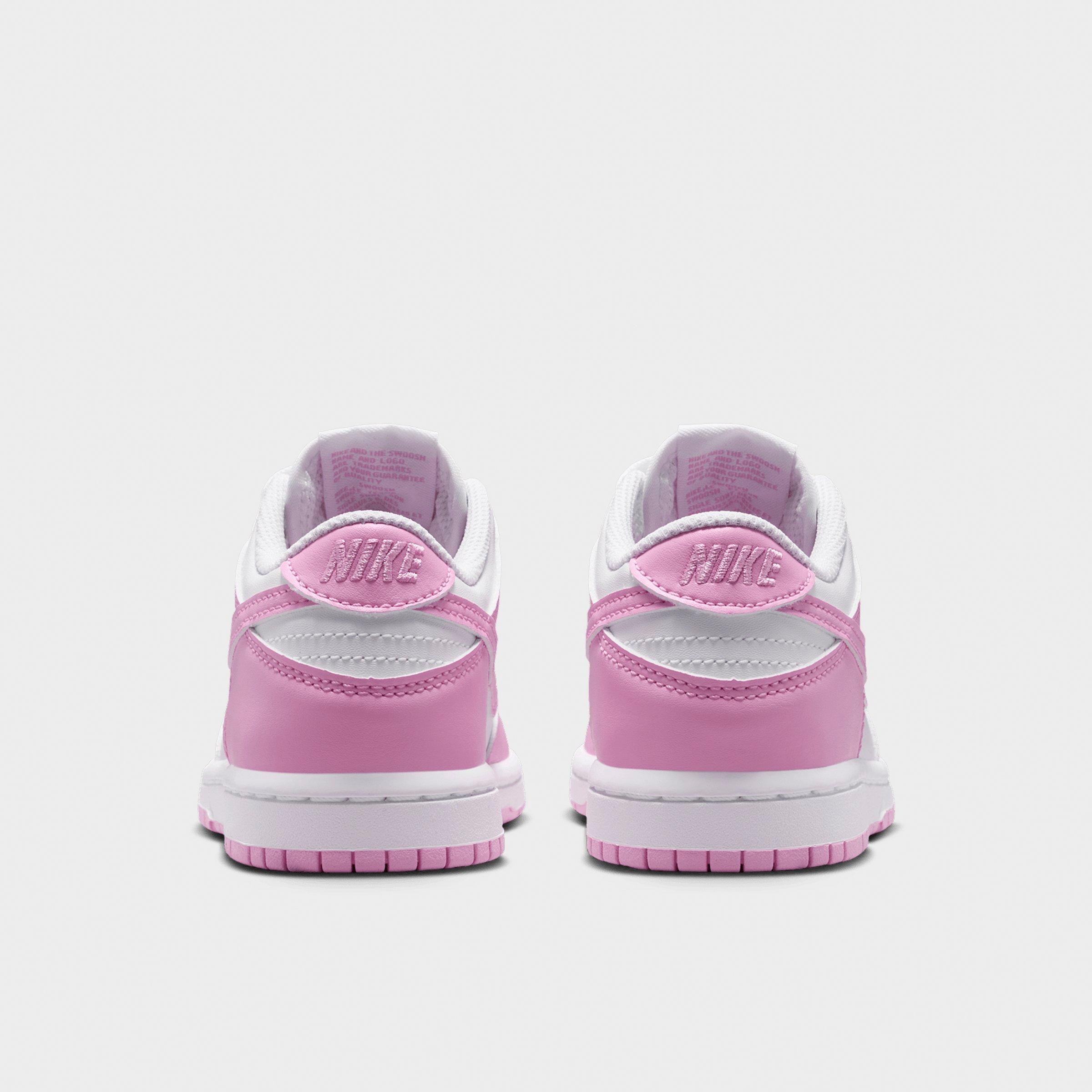 Little Kids' Nithtke Dunk Low Casual Shoes - Part 2 - White/White/White/Pink Rise - Back view
