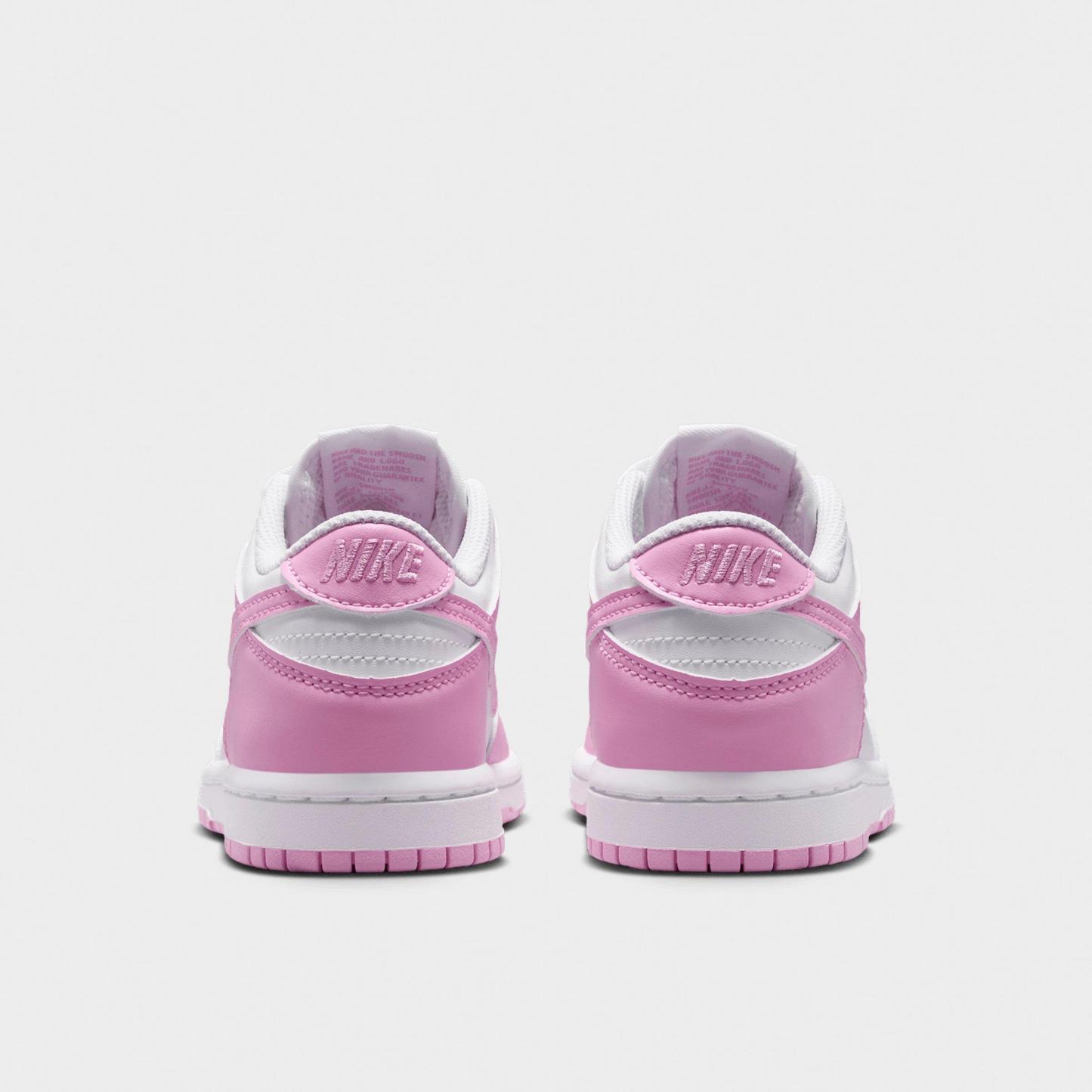 Little Kids' Nithtke Dunk Low Casual Shoes - Part 2 - White/White/White/Pink Rise - Back view