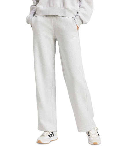 adidas Women's Essentials Small Logo Feel Cozy Open Hem Pants - Light Grey Heather/white