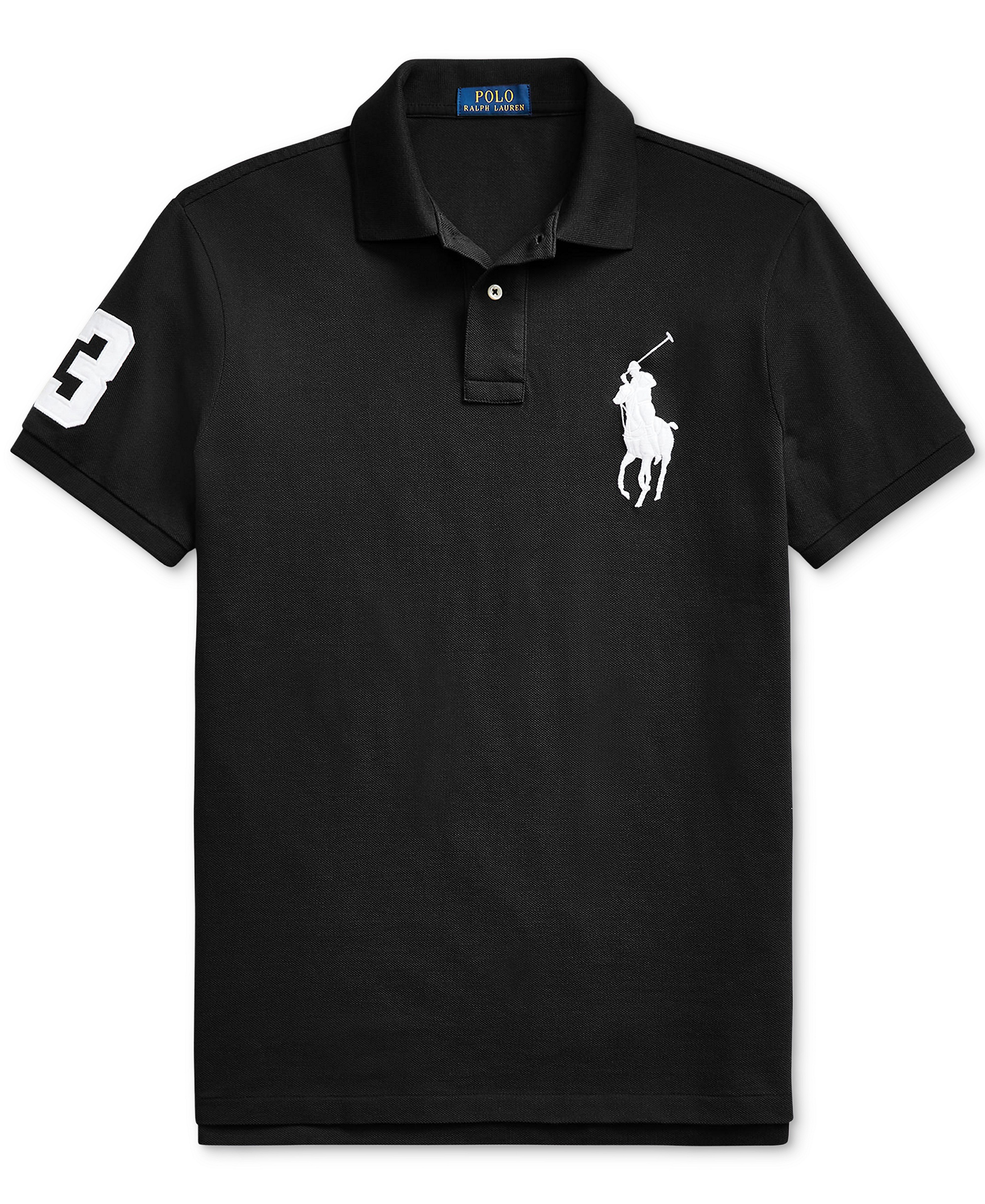 Polo Ralph Lauren Men's Big Pony Custom Slim-Fit Mesh Polo Shirt - Polo Black