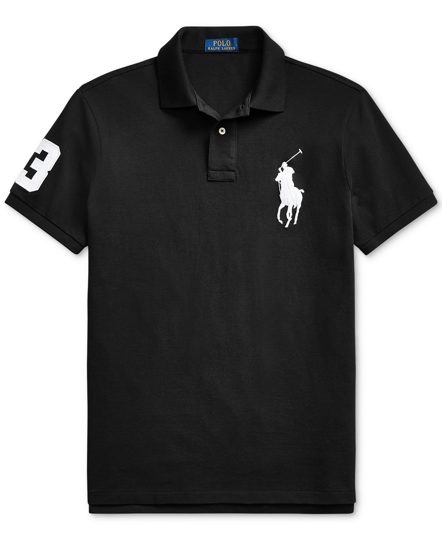 Polo Ralph Lauren Men's Big Pony Custom Slim-Fit Mesh Polo Shirt - Polo Black
