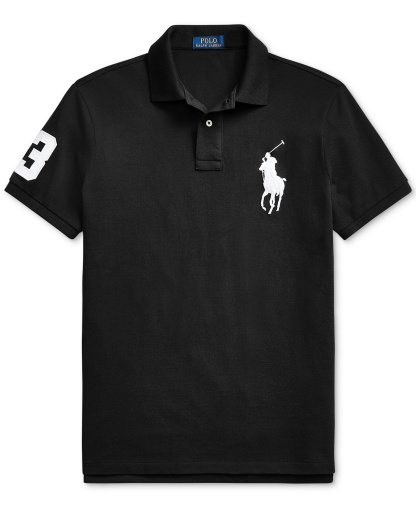 Polo Ralph Lauren Men's Big Pony Custom Slim-Fit Mesh Polo Shirt - Polo Black