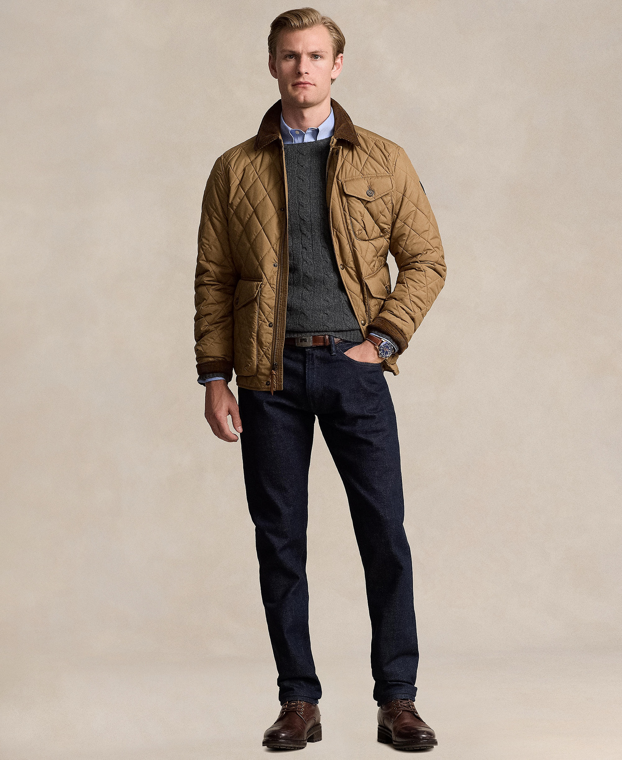 Polo Ralph Lauren Men's Beaton Quilted Water-Repellent Full-Zip Jacket - Honey Brown