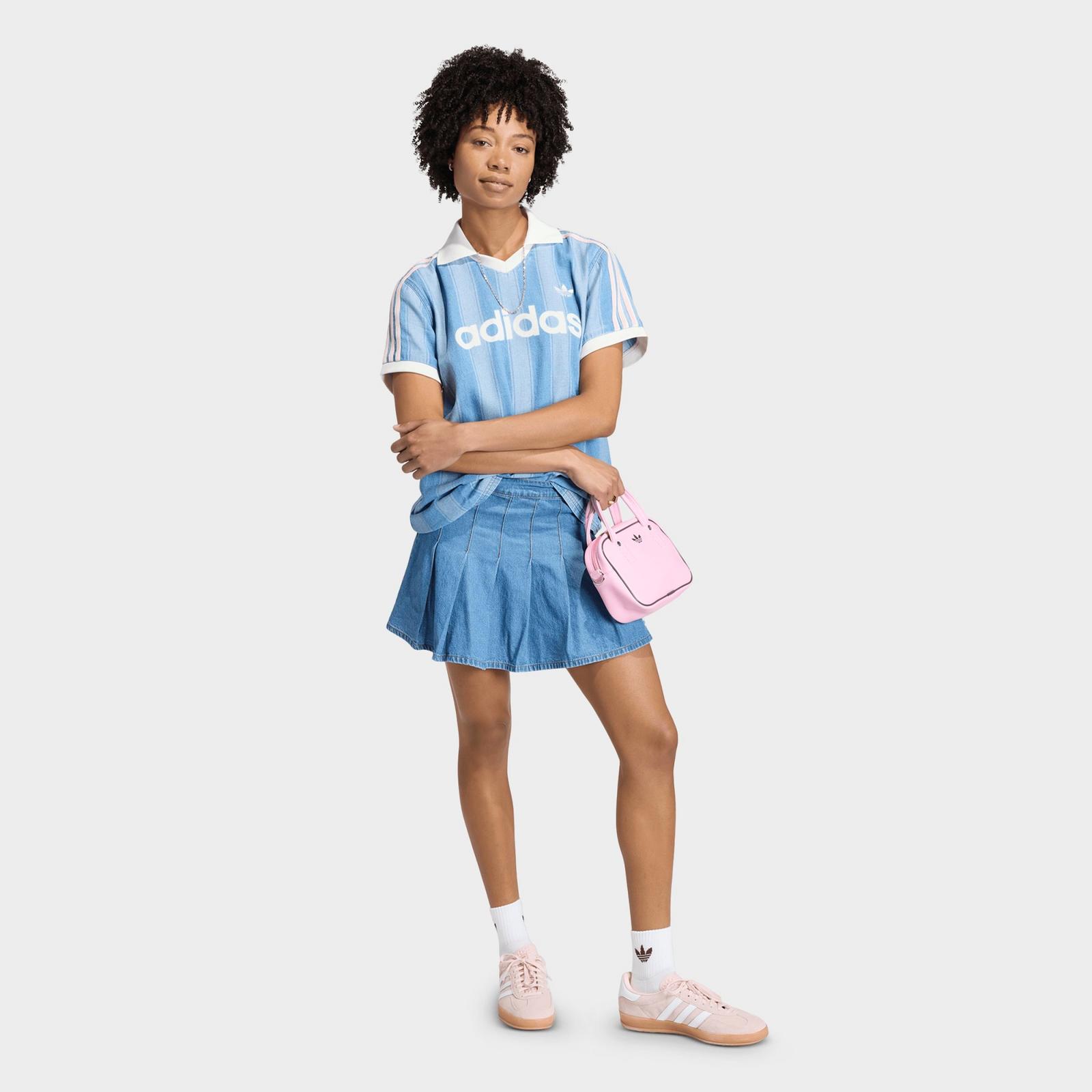Women's adidas Originals Denim Pleated Skirt - Indigo Denim - view 2