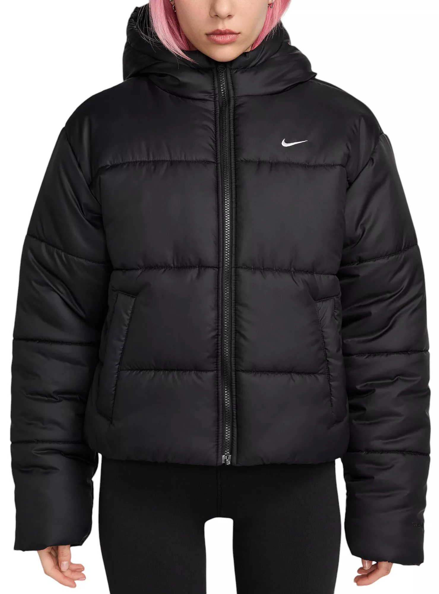 Nike Women's Sportswear Classic Puffer Therma-FIT Loose Hooded Jacket — Black