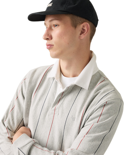 Levi's Men's Union Rugby Long-Sleeve Polo Shirt - Lite Gray