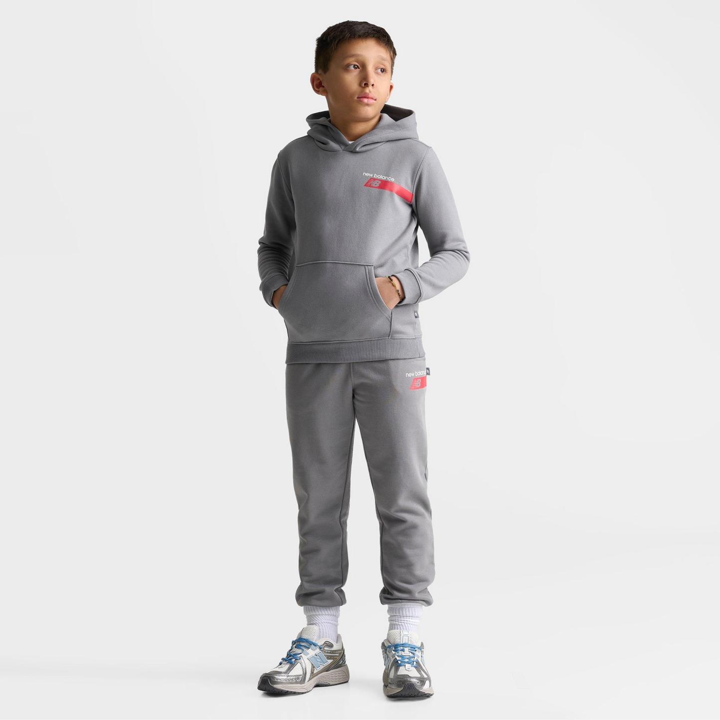 Big Kids' New Balance Players Pullover Hoodie - Slate Grey - view 2