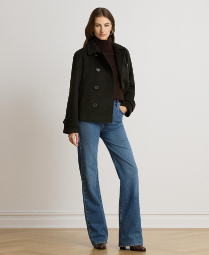 Lauren Ralph Lauren Women's Short Double Breasted Wool Coat - Litchfeild Loden