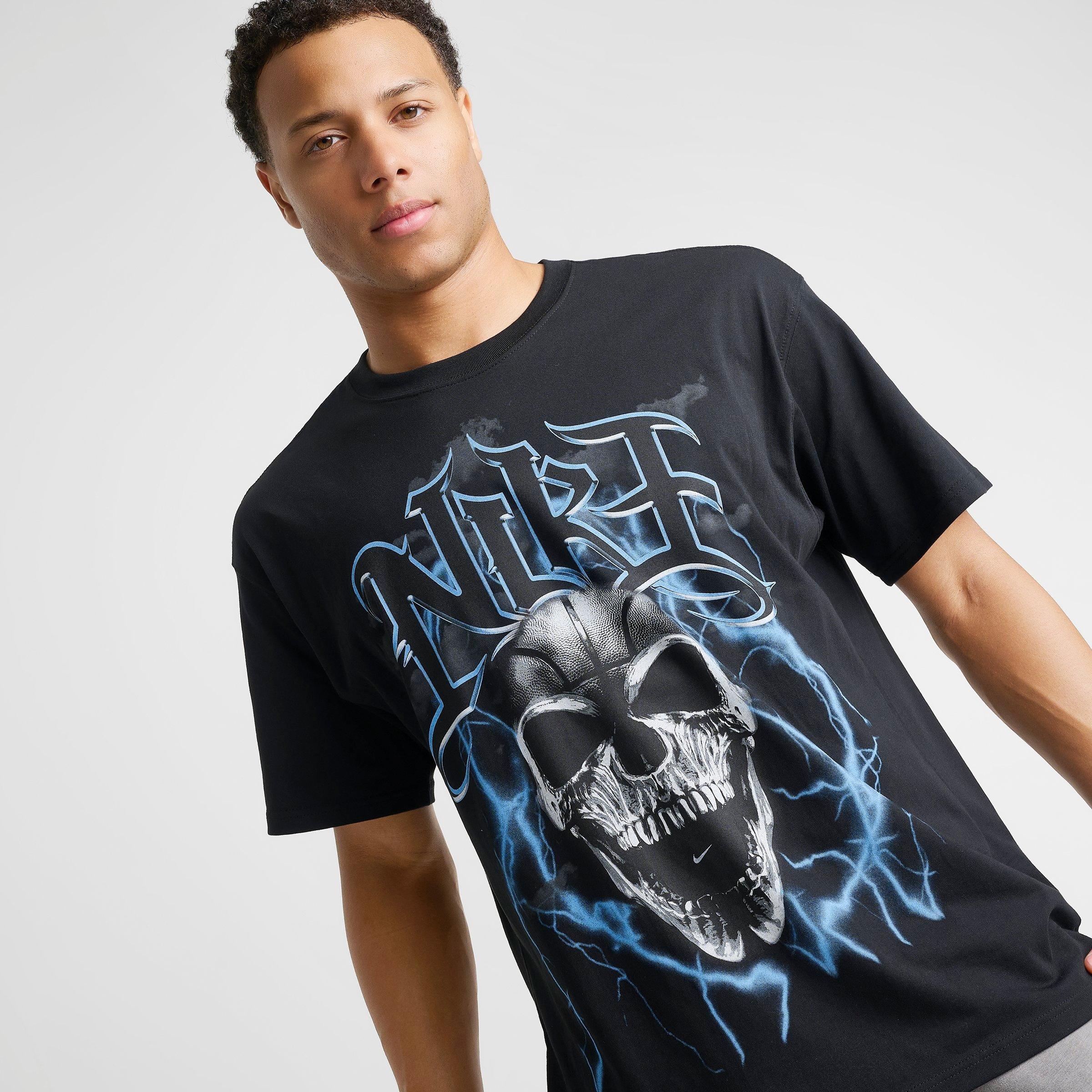 Men's Nithtke Basketball Skull Lightning Graphic T-Shirt - Black