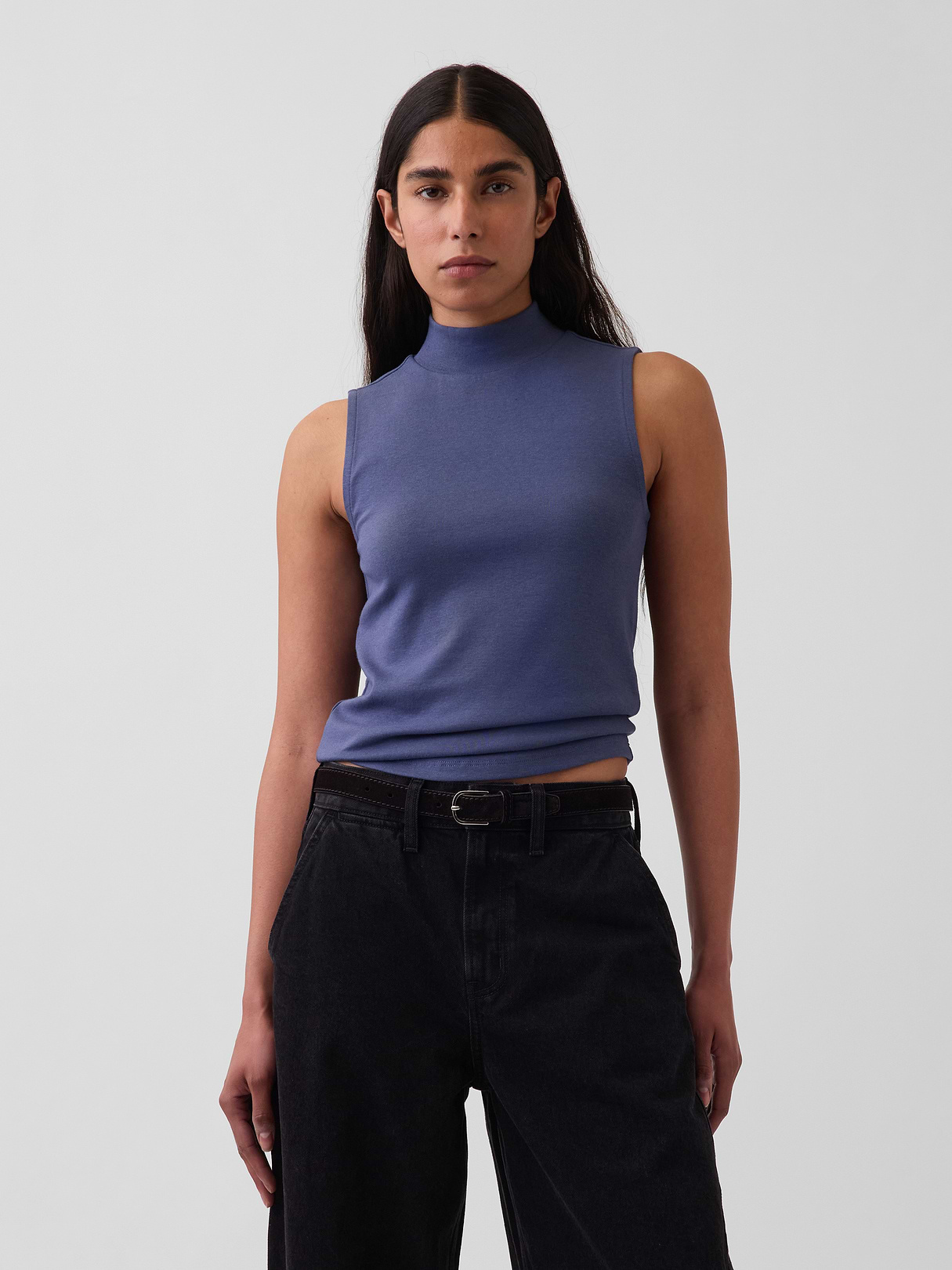 Modern Mockneck Tank Top - Sargassus blue