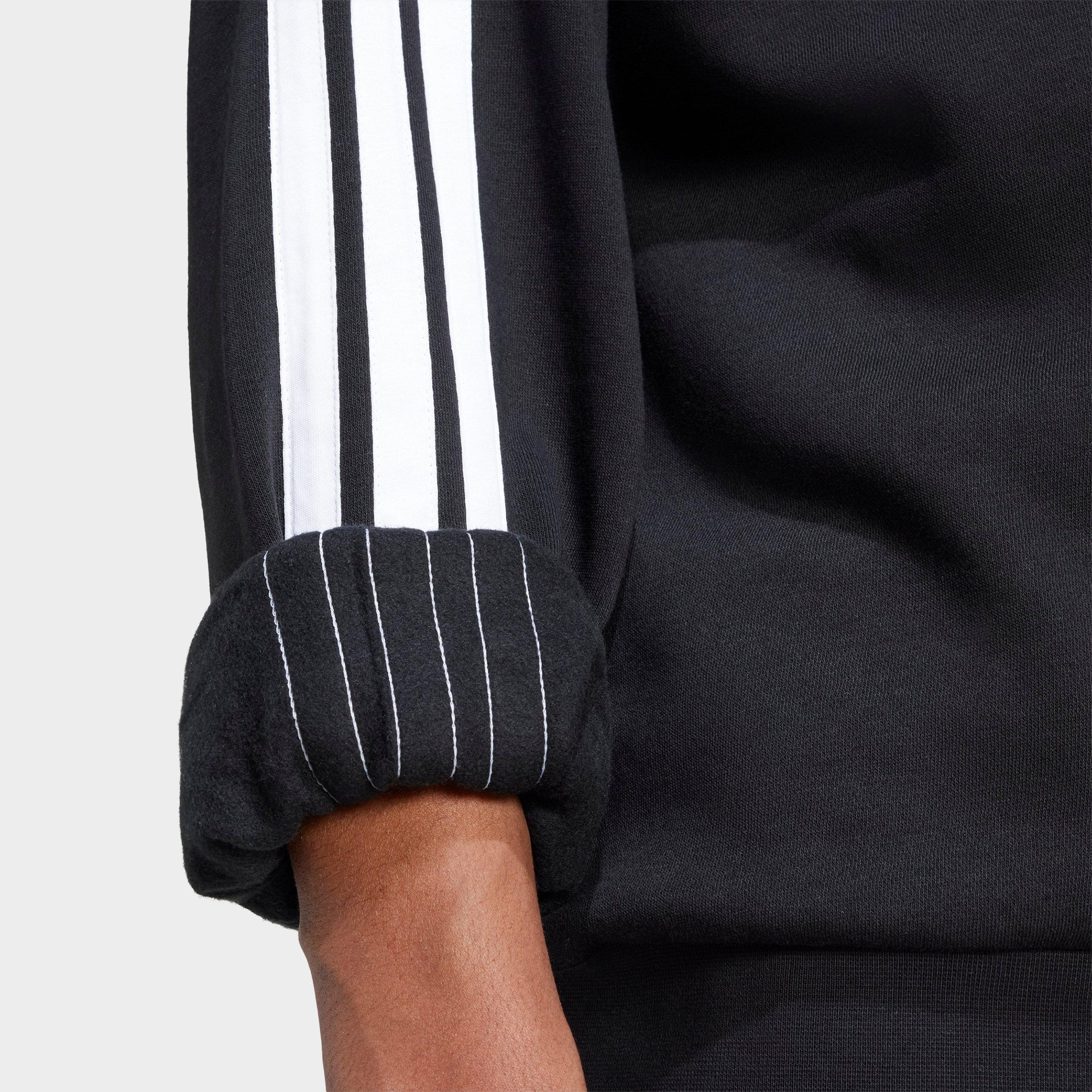 Men's adidas Essentials 3-Stripes Fleece Crewneck Sweatshirt - Black/White