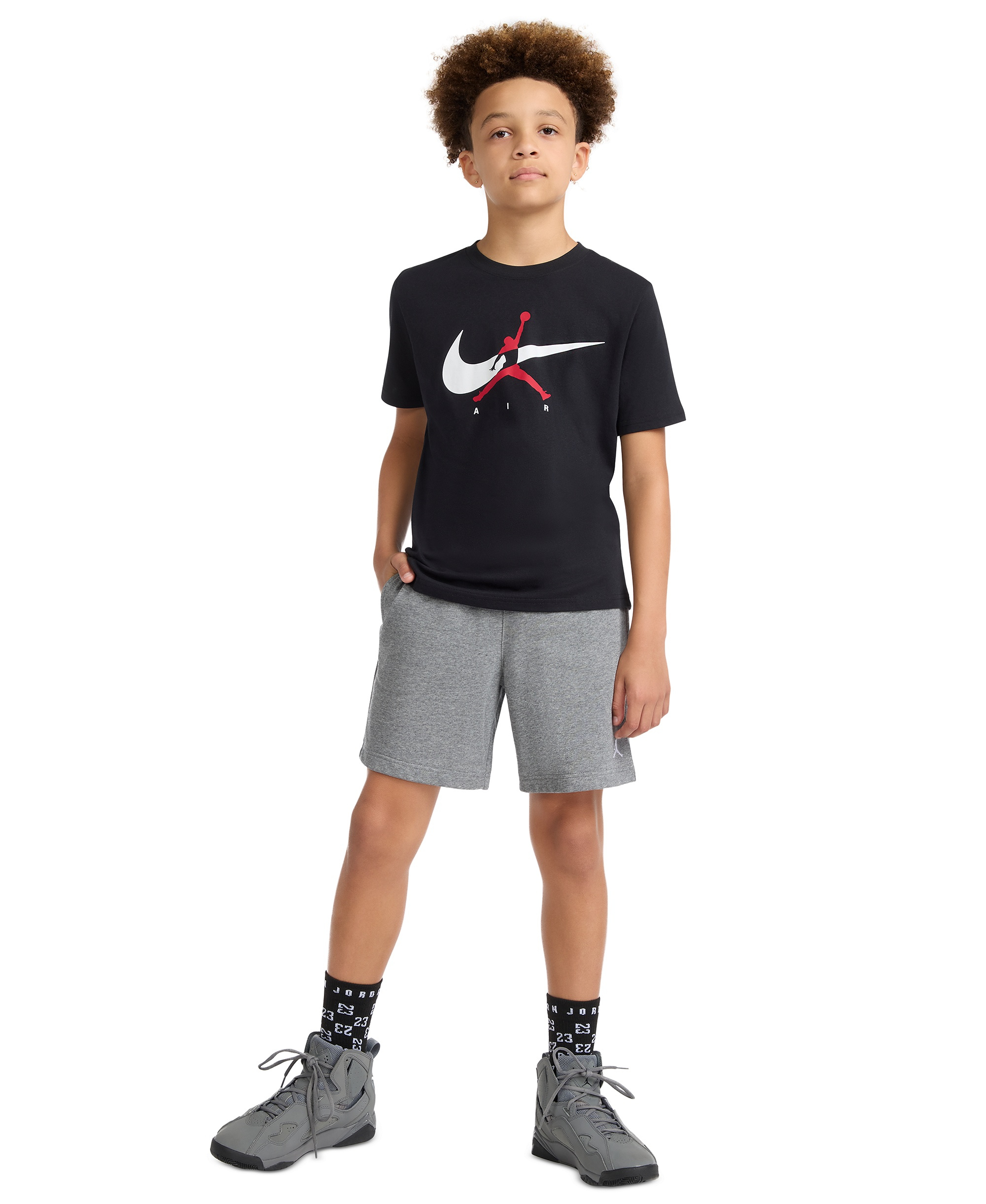 Jordan Boys' 8-20 Jumpman Swoosh Logo Crewneck T-Shirt - Black