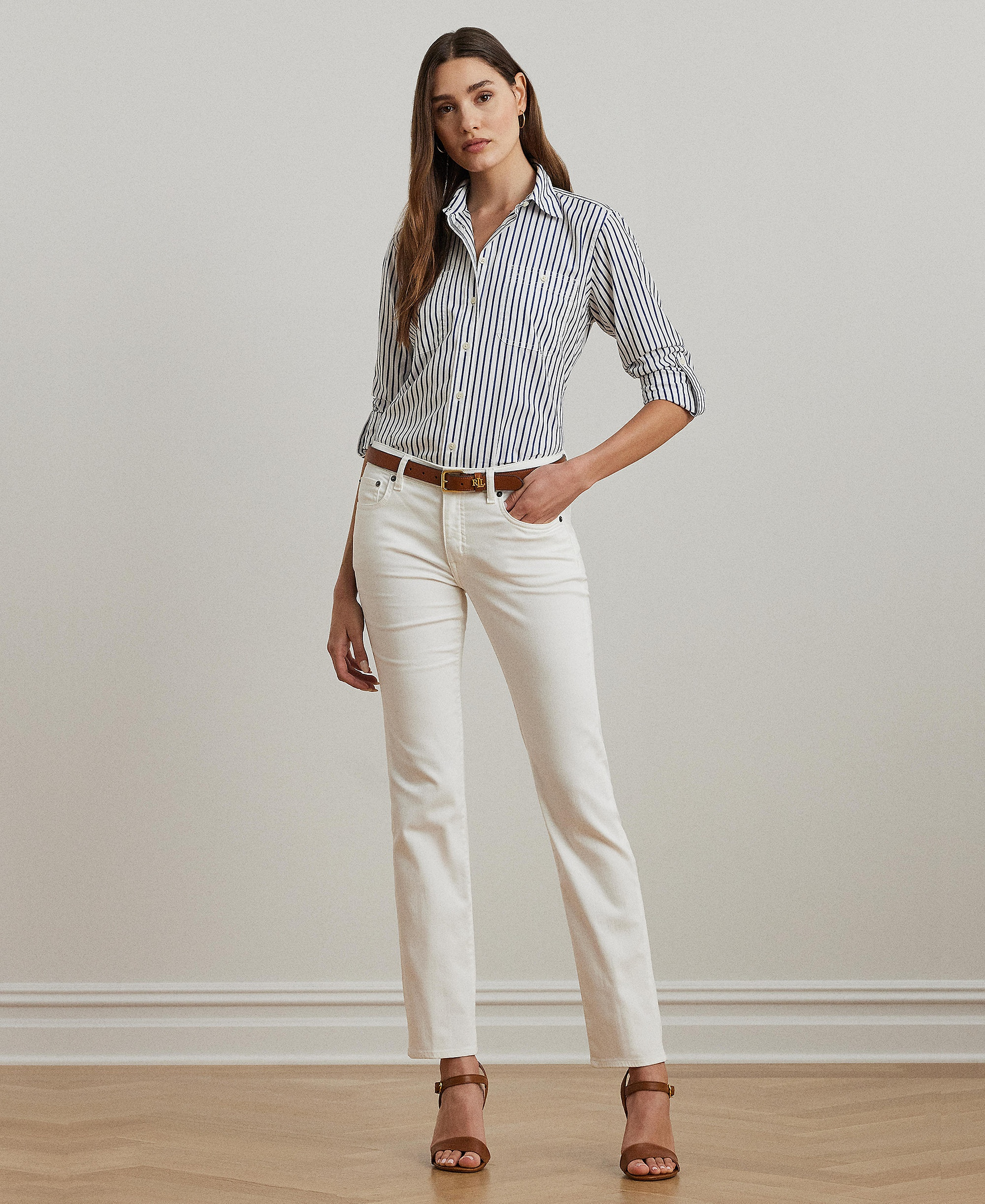 Lauren Ralph Lauren Mid-Rise Straight Jean, Regular and Short Lengths - White