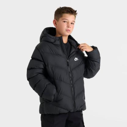 Big Kids' Nithtke Sportswear All Day Play Therma-FIT Loose-Fit Puffer Jacket - Black/White