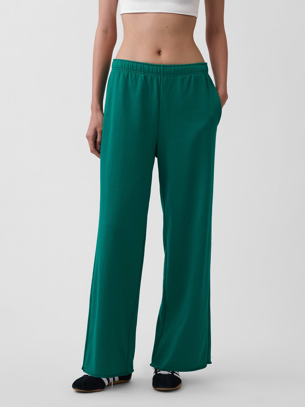 Mid Rise VintageSoft Terry Loose Sweatpants - Baize green