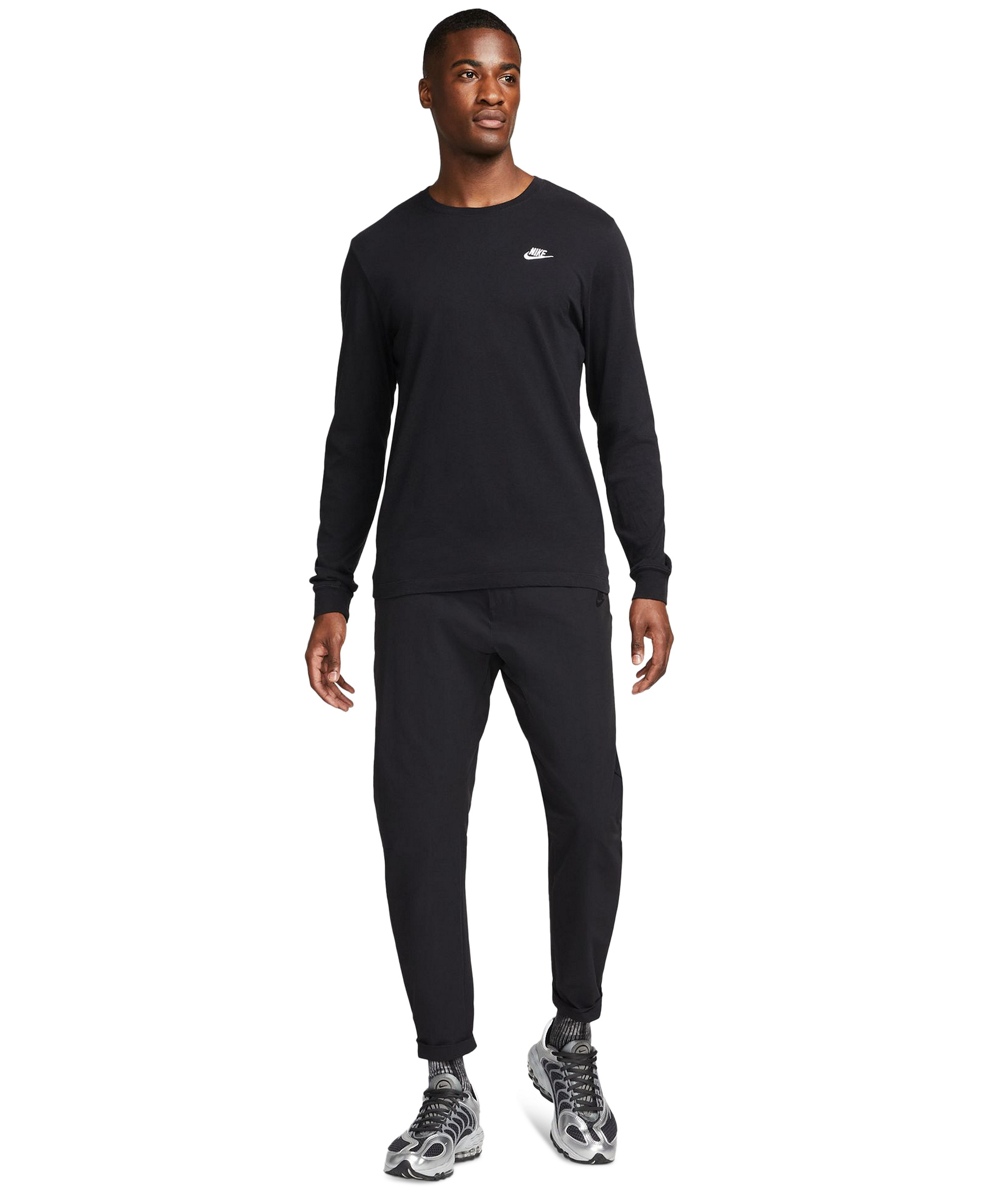 Nike Men's Sportswear Club Long-Sleeve T-Shirt - Black