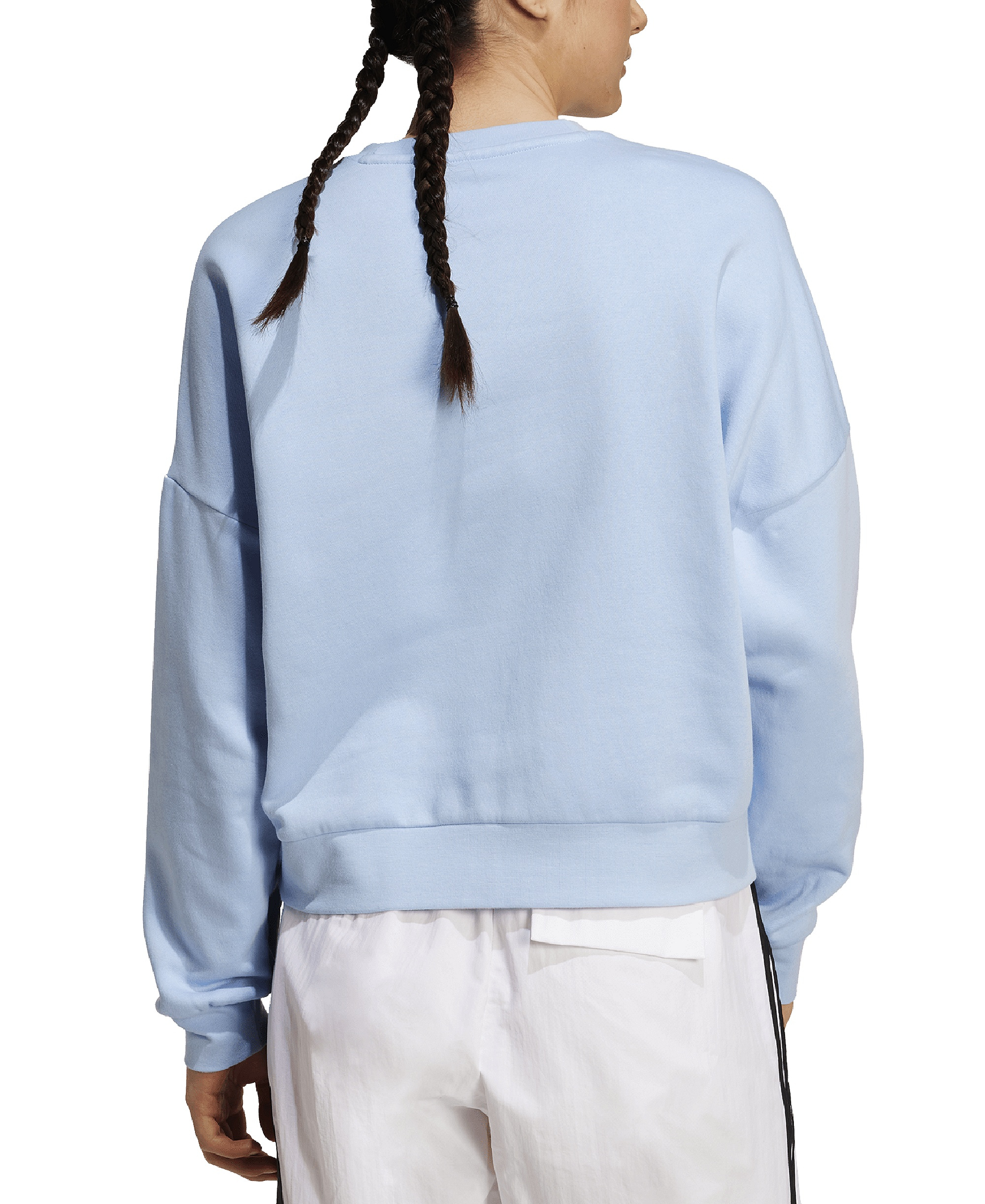 adidas Women's Essentials Crewneck Small-Logo Sweatshirt - Glow Blue/White