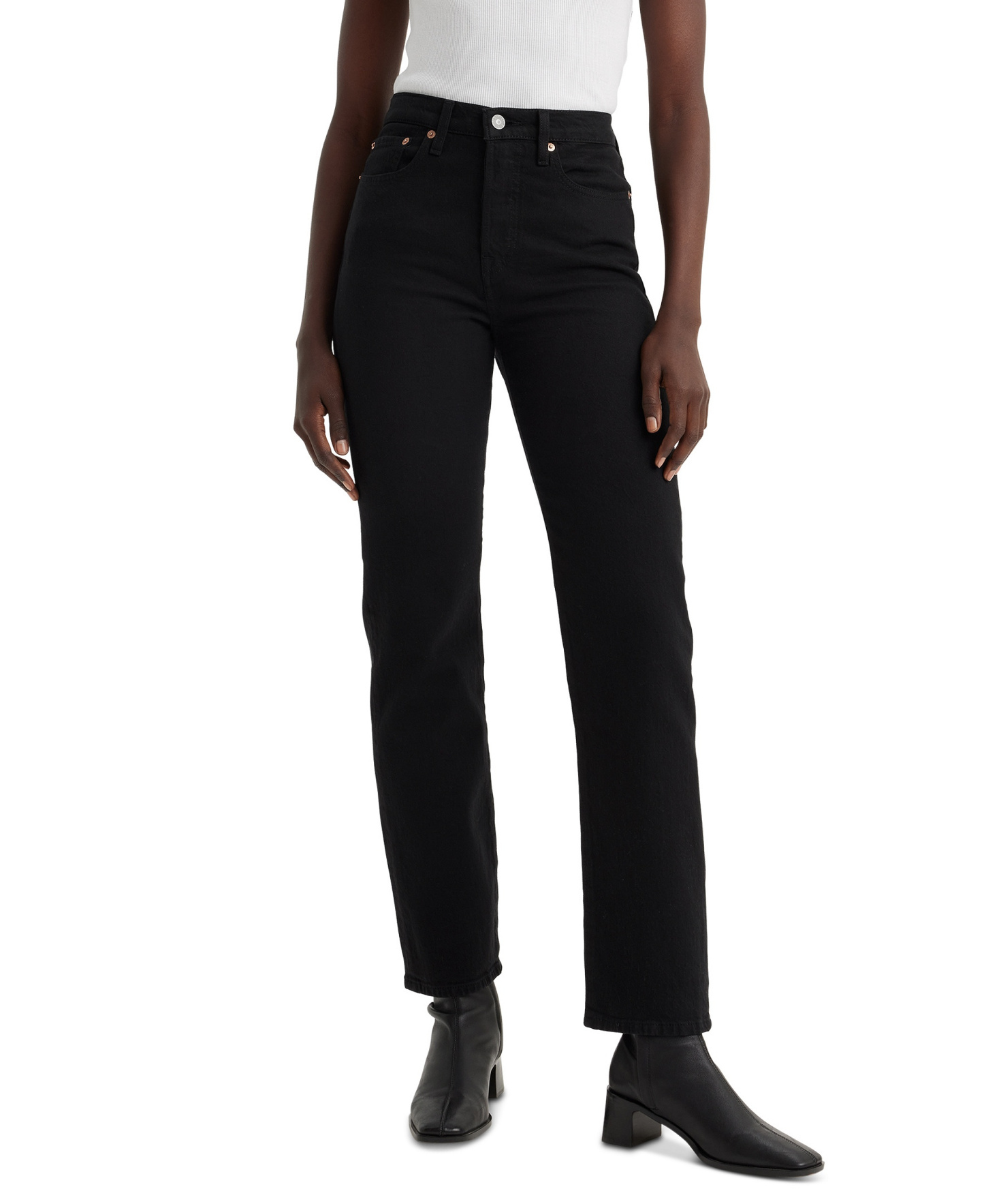 Levi's Women's Wedgie Straight-Leg High-Rise Cropped Jeans - Flash Black