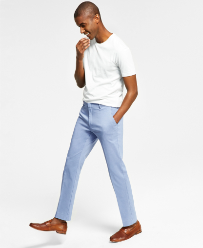 Tommy Hilfiger Men's Modern-Fit TH Flex Stretch Solid Performance Pants - Light Blue