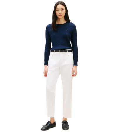 Tommy Hilfiger Women's Twill Patch Pocket Chinos Pants - Ecru