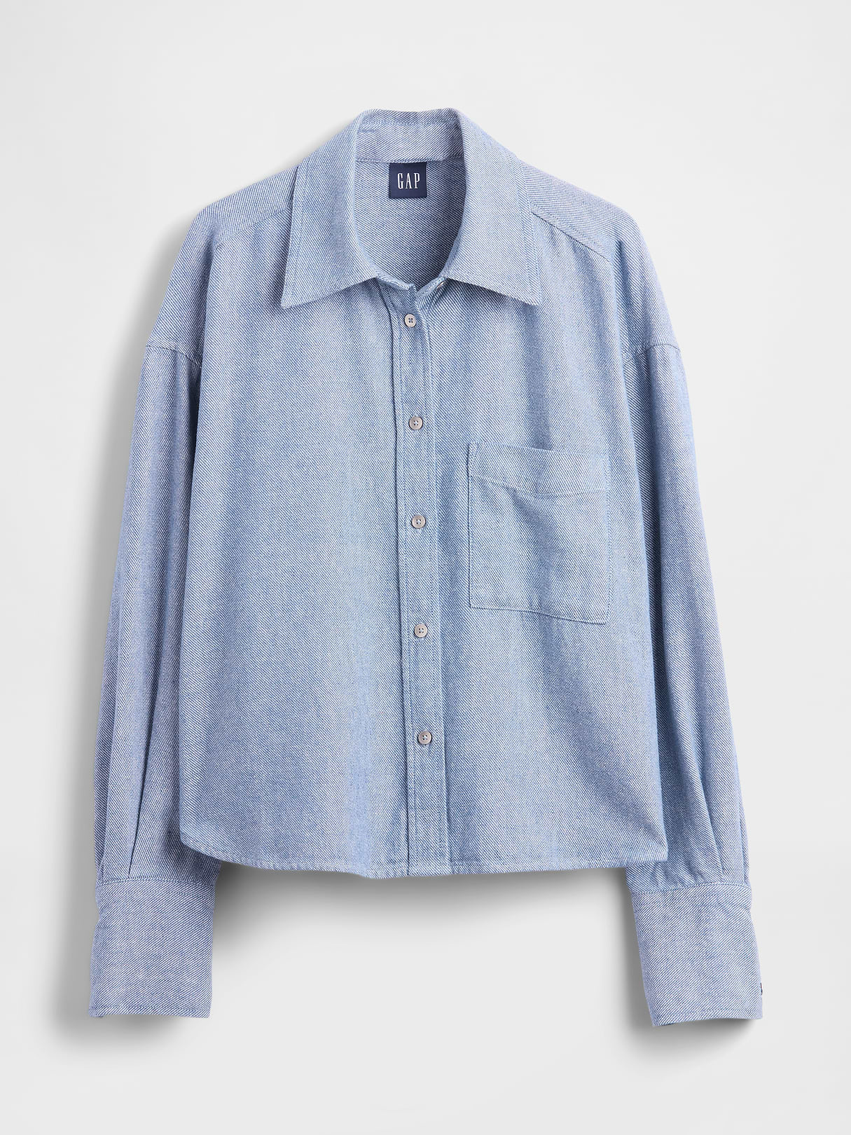 Linen-Cotton Oversized Shirt - Blue chambray