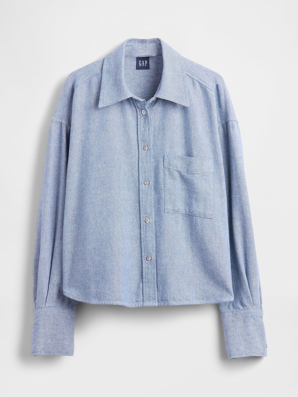 Linen-Cotton Oversized Shirt - Blue chambray