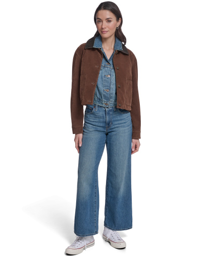 Levi's Women's Cropped Faux-Suede Chore Jacket - Maple