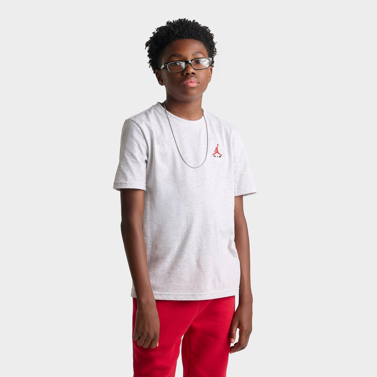 Big Kids' Jordan Brooklyn Essentials Embroidered Jumpman T-Shirt - Grey Heather - view 1