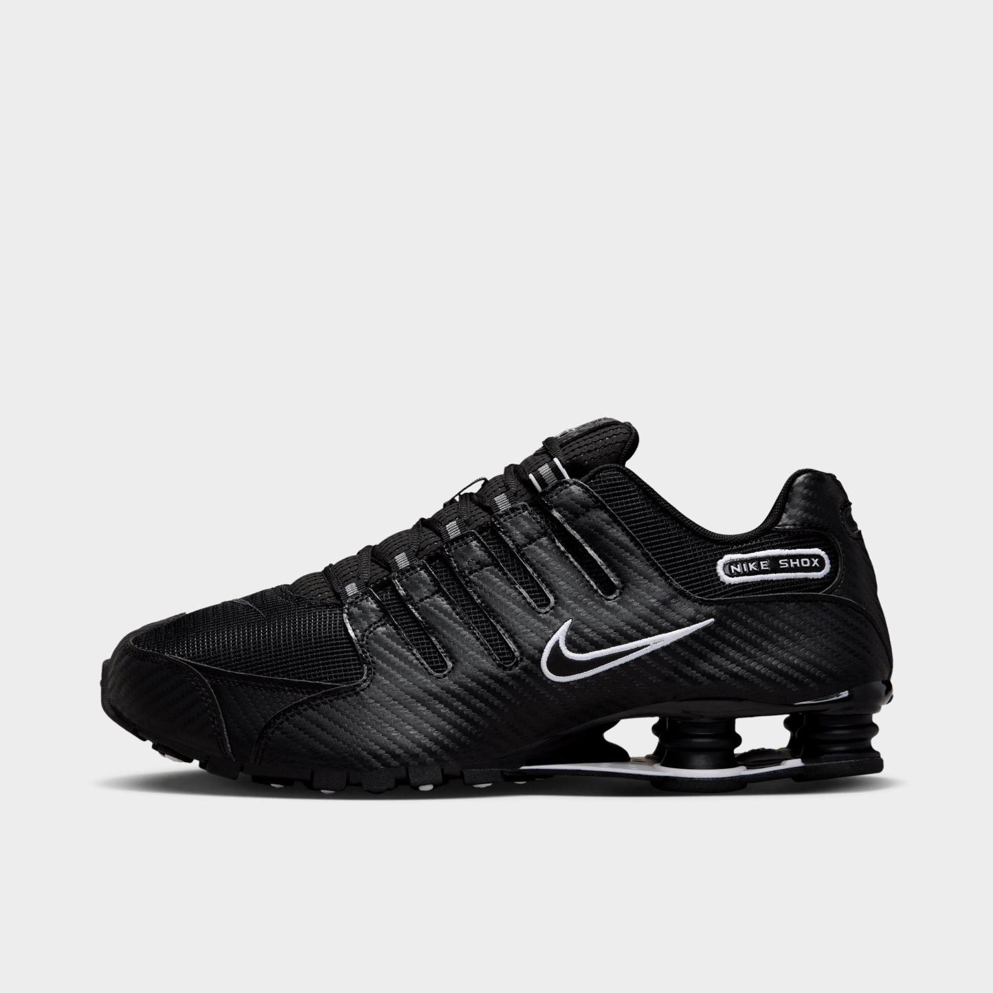 Men's Nithtke Shox NZ Casual Shoes - Black/White/Black - Left shoe facing left. Outside of the shoe.