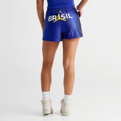 Women's Jordan Brooklyn Brazil Knit Shorts - Old Royal/Yellow Pulse - view 4