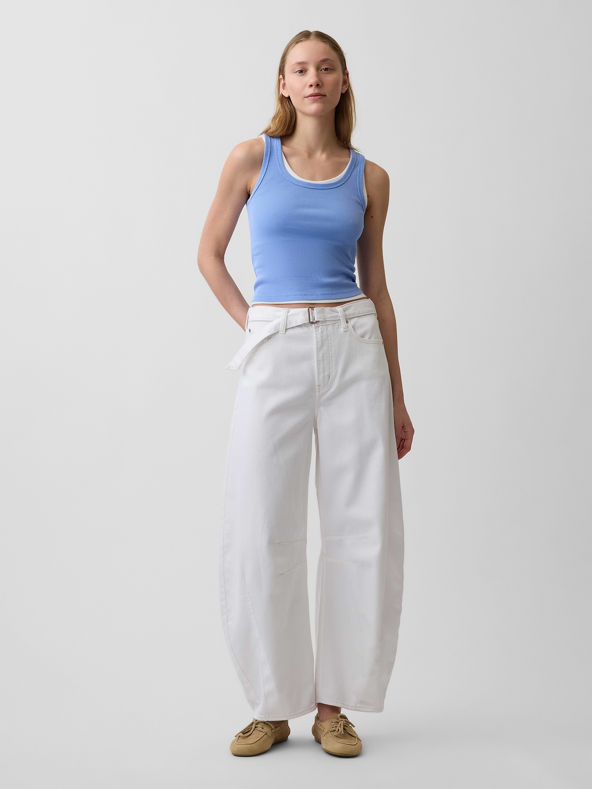 High Rise Horseshoe Jeans - Fresh white