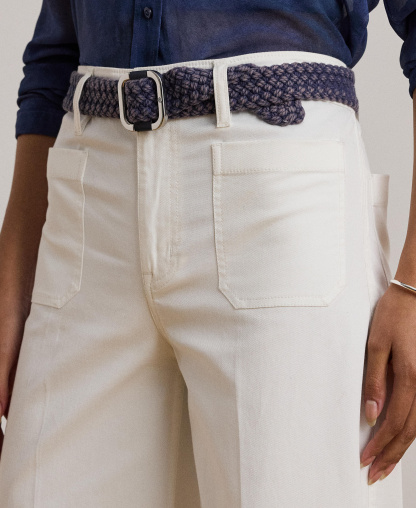 Lauren Ralph Lauren Women's Stretch Chino Wide-Leg Cropped Pants - White