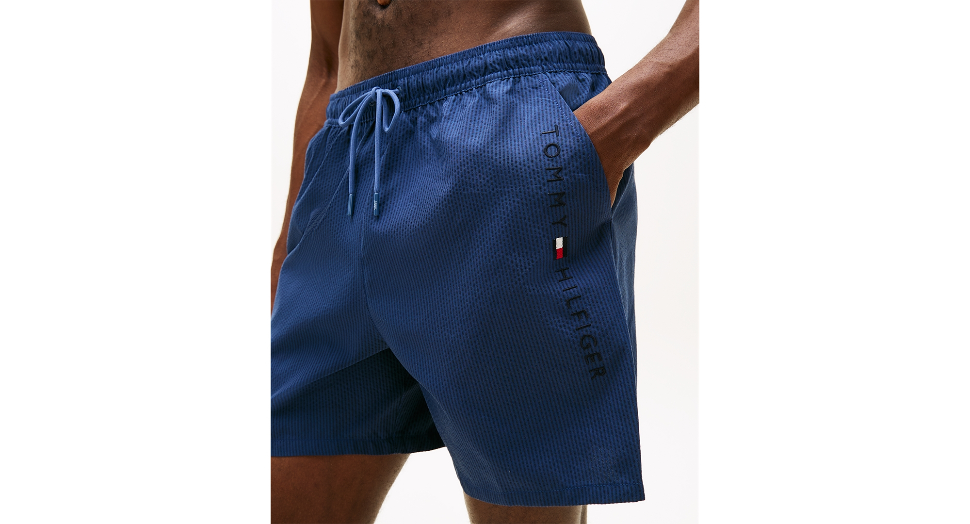 Tommy Hilfiger Men's Drawstring Zip Pocket Swim Trunks - Aegean Sea